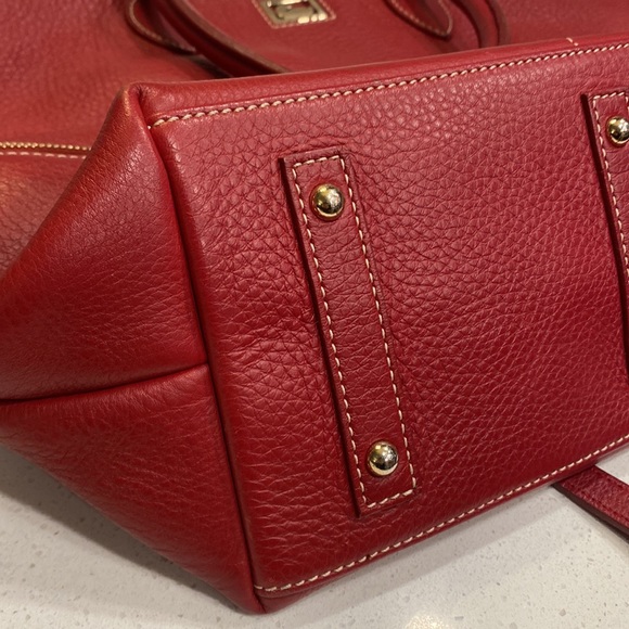 Dooney & Bourke Red Dillen Pebbled Leather double pocket satchel - Picture 12 of 15